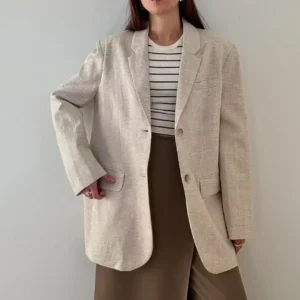 2025 Spring / Summer New Women Fashion Linen Basic Jacket Basic Blazer