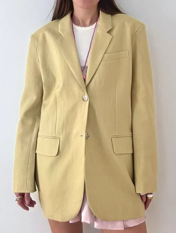 2025 Spring / Summer New Women Fashion Linen Basic Jacket Basic Blazer - Image 3