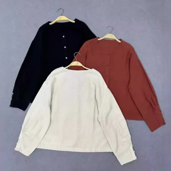 Johnature 2025 Japanese Linen Lantern Sleeve Loose Sunscreen Jacket - Image 3