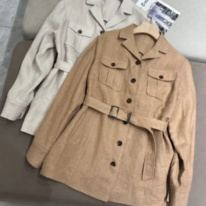 Spring Summer Linen Jacket For Women Long Sleeve Casual Coat