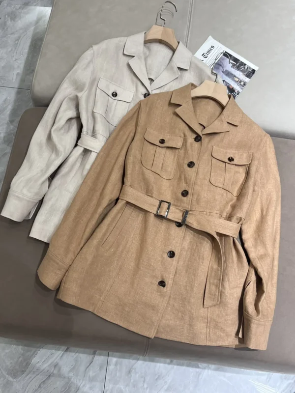 Spring Summer Linen Jacket For Women Long Sleeve Casual Coat