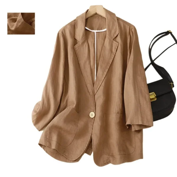 Casual Cotton Linen Short Jacket For Women Spring Outerwear - Image 5