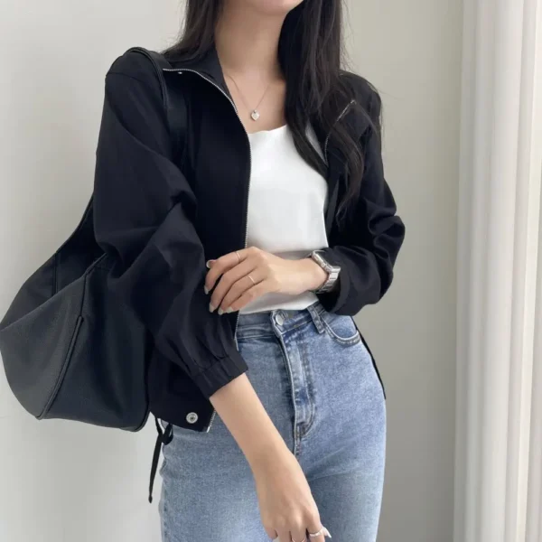 Cotton Linen Women's Cargo Jacket With Pockets Casual Outwear Coat - Image 4
