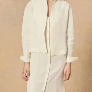 Women's 100% Linen Casual Short Jacket For Commuting Wear