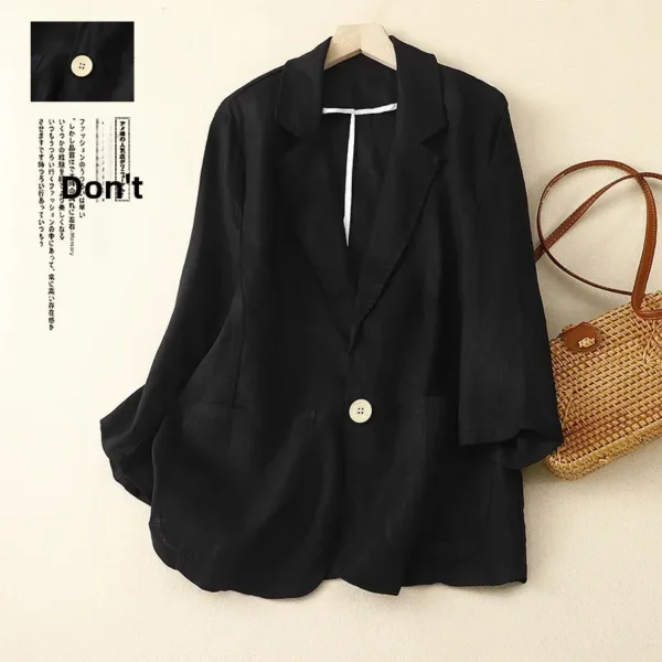 Casual Cotton Linen Short Jacket For Women Spring Outerwear - Image 2