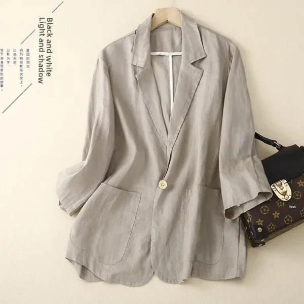 Casual Cotton Linen Short Jacket For Women Spring Outerwear
