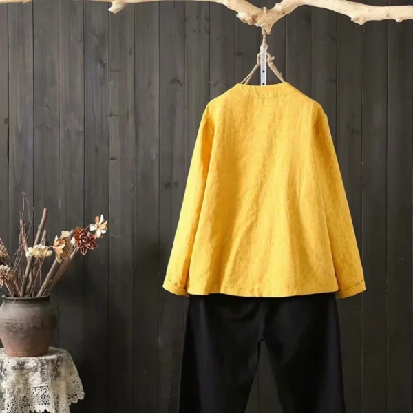 Cotton Linen Embroidered Women's Jacket For Spring Autumn Street Style - Image 2