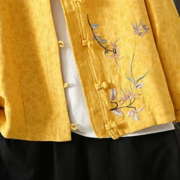 Cotton Linen Embroidered Women's Jacket For Spring Autumn Street Style - Image 6