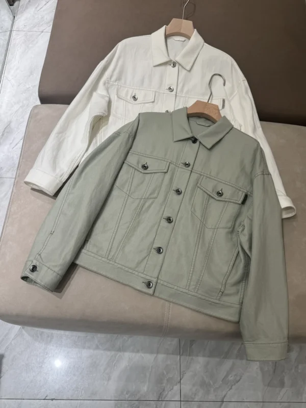 Women's Cotton Linen Denim Jacket Casual Spring Summer Outerwear