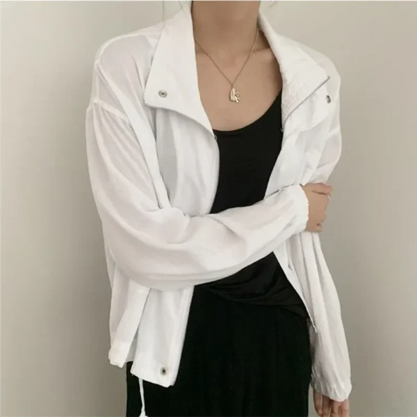 Cotton Linen Women's Cargo Jacket With Pockets Casual Outwear Coat - Image 5