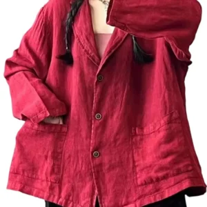 Summer Korean Linen Blazer Women Loose Vintage Casual Cotton Coat