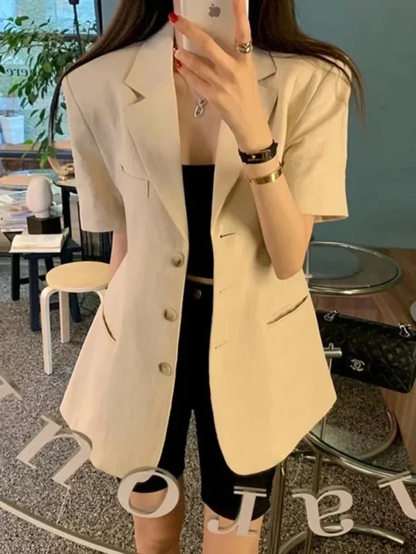Korean Slim Fit Cotton Linen Summer Jacket For Women Outfit
